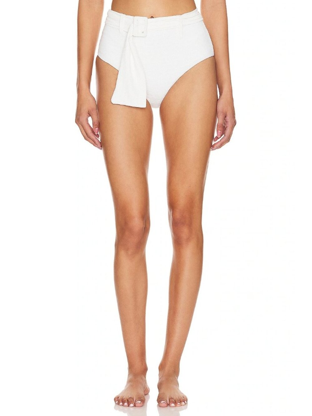 BOAMAR Cruz high-waisted bikini bottom in White Pique Medium New Womens Swimsuit